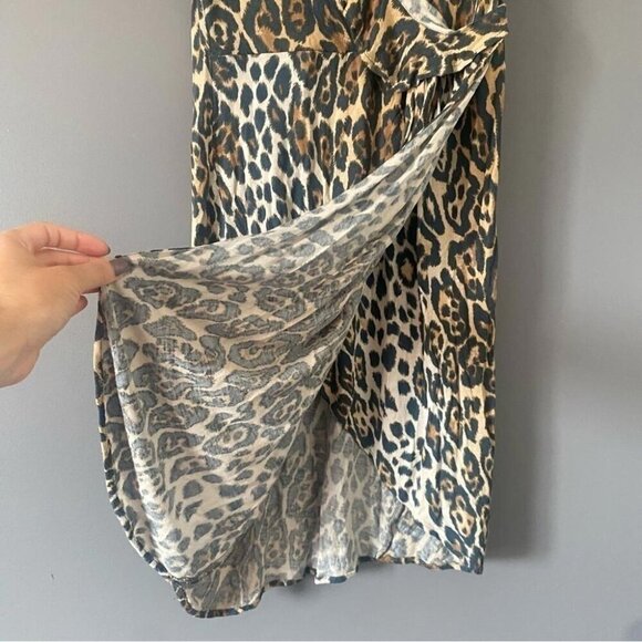 Zara Leopard Print Wrap Dress Edgy Grunge Whimsigoth Fall Layering Staple M - Picture 7 of 12